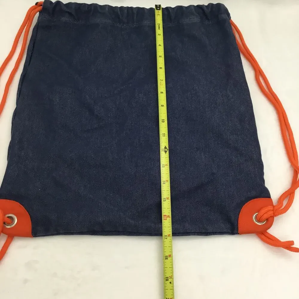 GAP Drawstring Soft Backpack Denim with Orange Drawstring